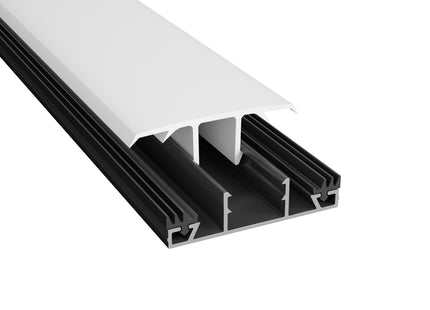 Midterprofil Plasttag 10/16 mm. Sort Aluminium